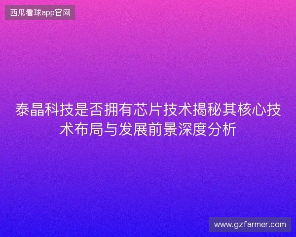 泰晶科技是否拥有芯片技术揭秘其核心技术布局与发展前景深度分析