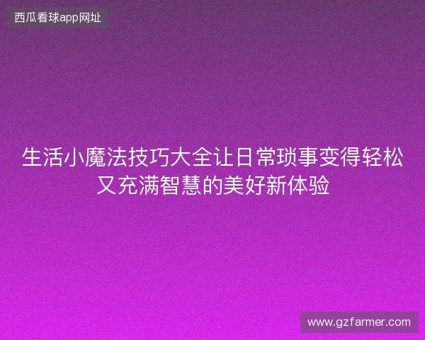 生活小魔法技巧大全让日常琐事变得轻松又充满智慧的美好新体验